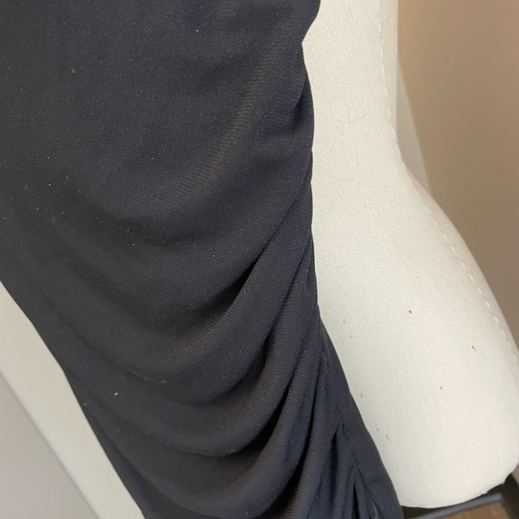 Ruby Rox Black bodycon strapless rouched Y2K knee length dress asymetrical Small - Picture 3 of 4